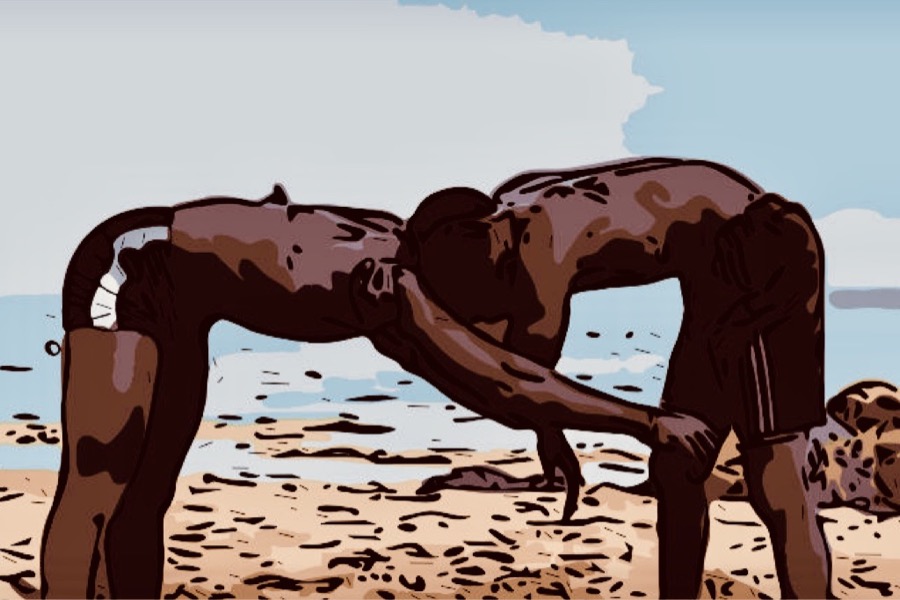senegal ragazzi lotta spiaggia