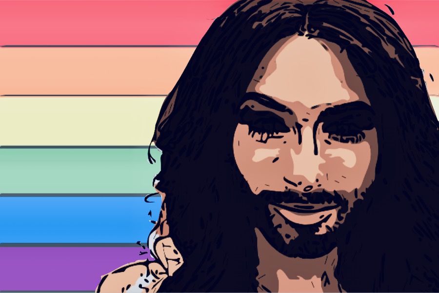 conchita wurst bandiera rainbow
