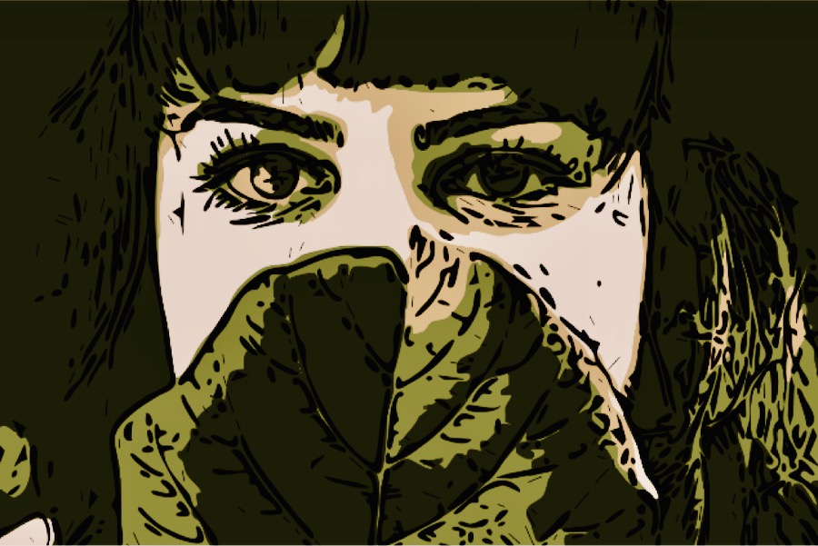 donna bianca foglia nascosta