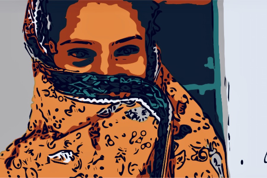 india donna nasconde viso