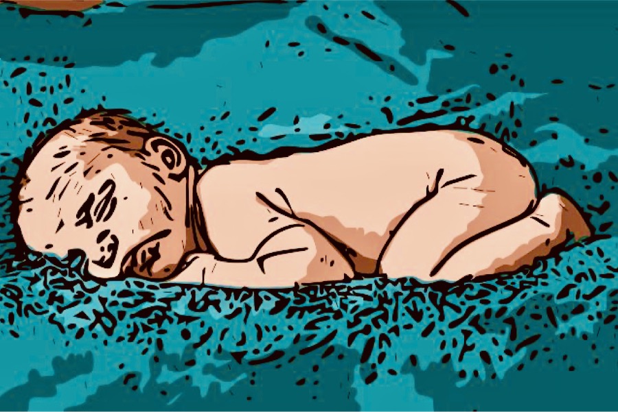 neonato dorme coperta azzurra