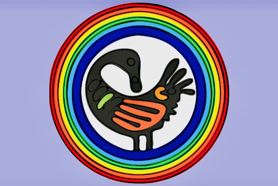 uccello sankofa cerchio arcobaleno
