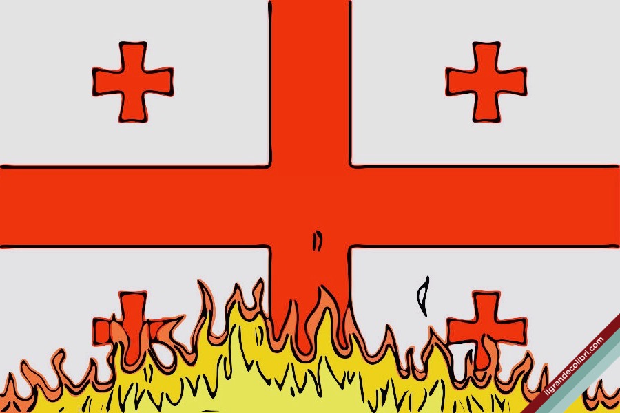 georgia bandiera fiamme fuoco