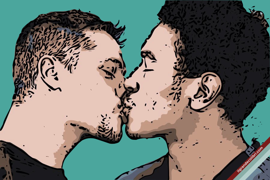coppia gay interraziale bacio