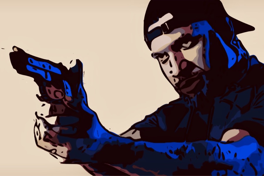 poliziotto nero armato pistola