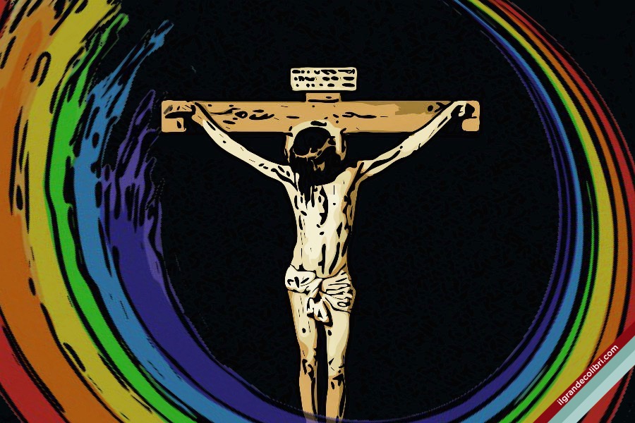 crocifisso gesu cristo arcobaleno