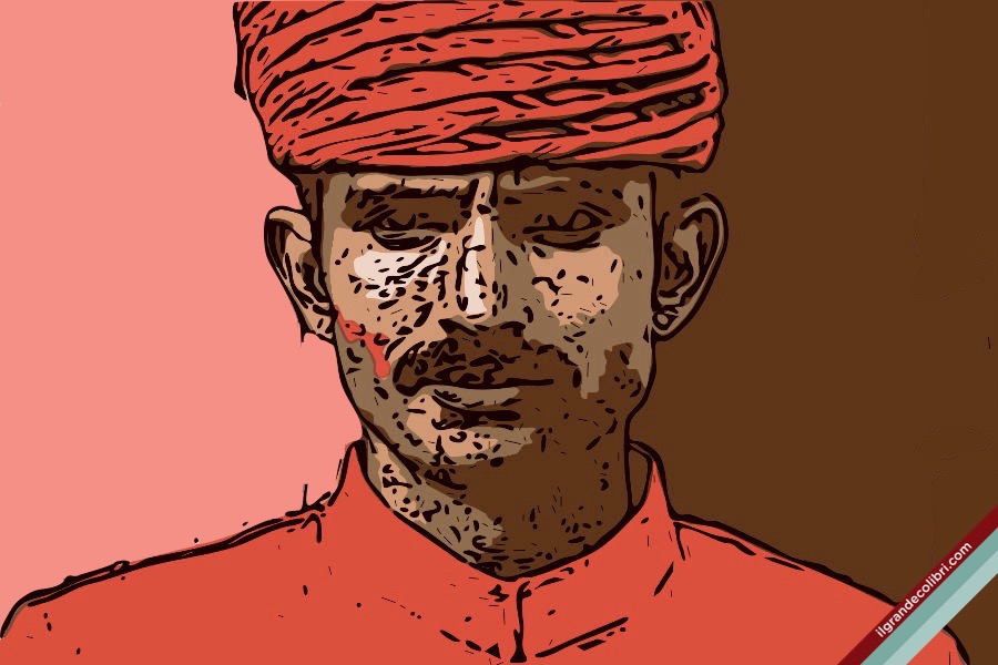 uomo indiano turbante rosso