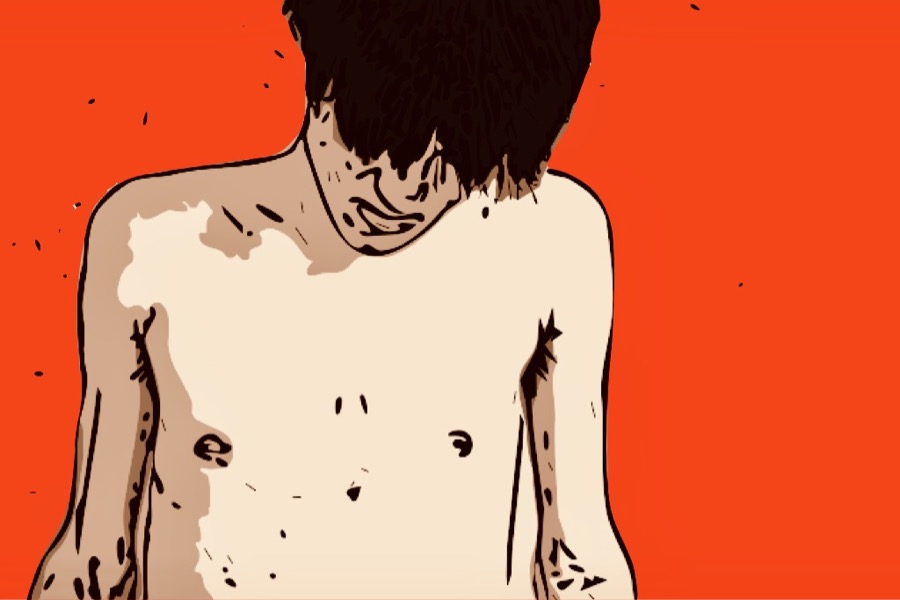 giapponese ragazzo asiatico triste